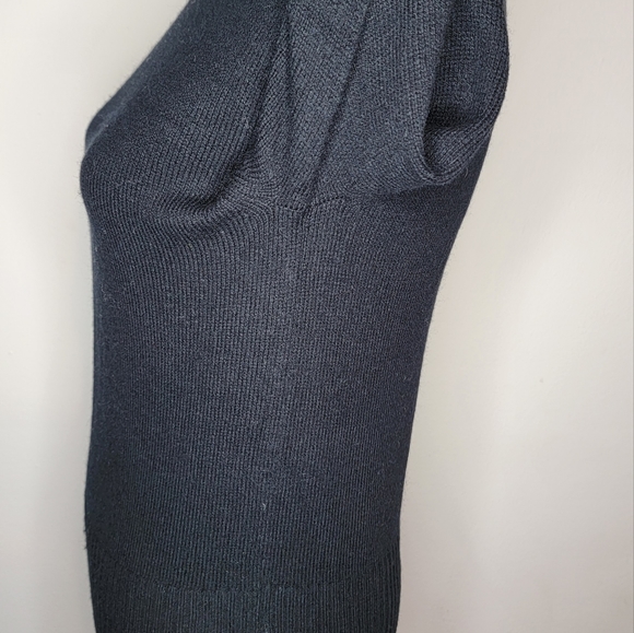 J Crew Lambs Wool Blend Long Sleeve Black Ruffled Collar Keyhole Sweater Size S - Picture 6 of 13